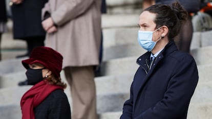 El vicepresidente primero del Gobierno, Pablo Iglesias, durante el acto de aniversario de la Constitución.