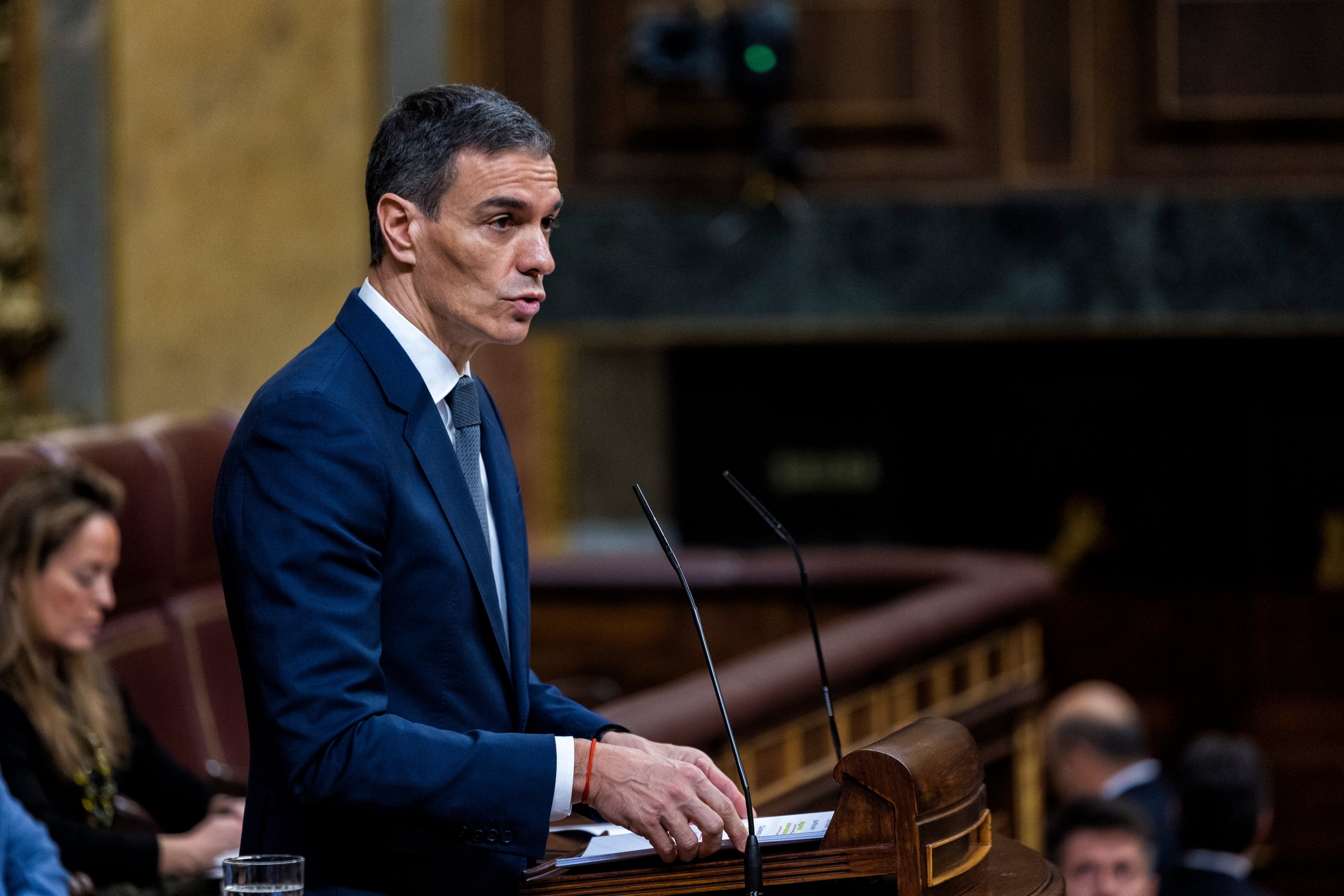 El presidente del Gobierno, Pedro Sánchez, durante una intervención en el Congreso.
