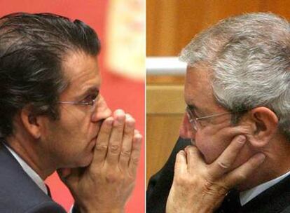 Alberto Núñez Feijóo y Emilio Pérez Touriño, ayer durante la sesión de control del Parlamento.