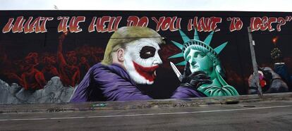 Un mural parodia de Trump en el barrio de Wynwood, Miami.
