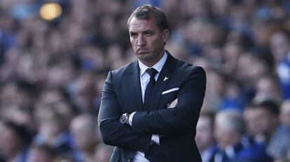 Rodgers durante el Everton-Liverpool.