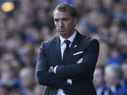 Rodgers durante el Everton-Liverpool. 