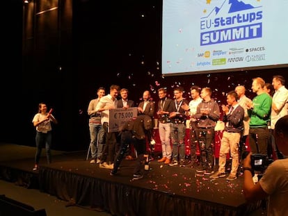 Momento en el que se ha anunciado el ganador del concurso de EU-Startups.