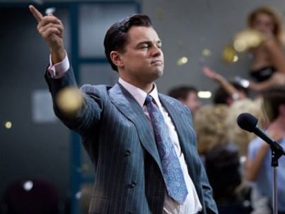 Oscar nominee Leonardo DiCaprio in The Wolf of Wall Street.