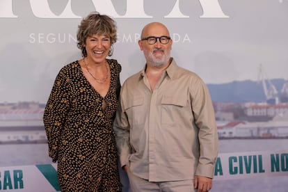 Mónica López y Javier Cámara, en la presentación de la segunda temporada de la serie 'Rapa', el miércoles en Ferrol.