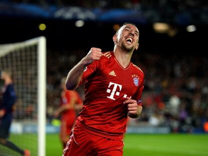 Ribéry celebra uno de los goles del Bayern.