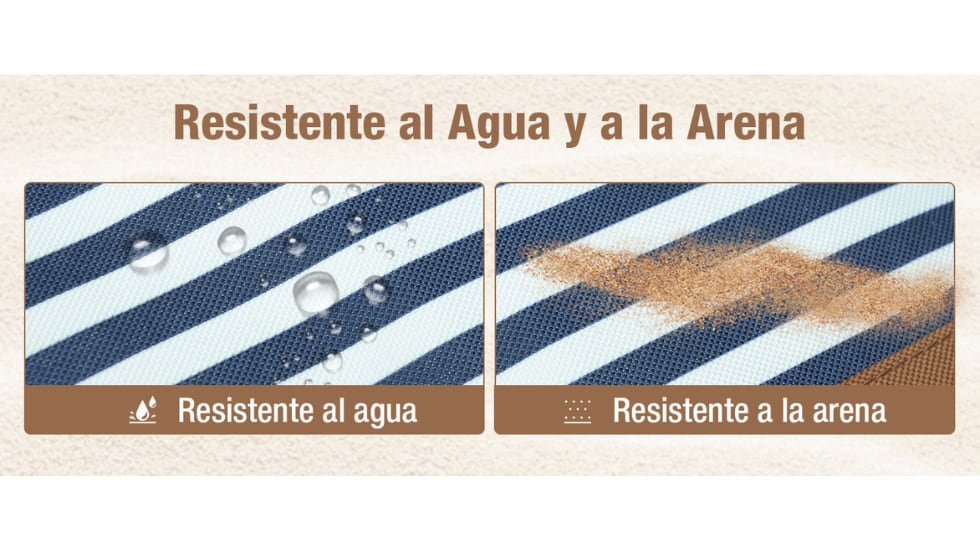 Resistente al agua y a la arena.