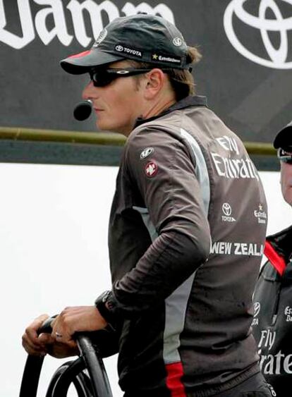 James Spithill, ayer a bordo del Luna Rossa.