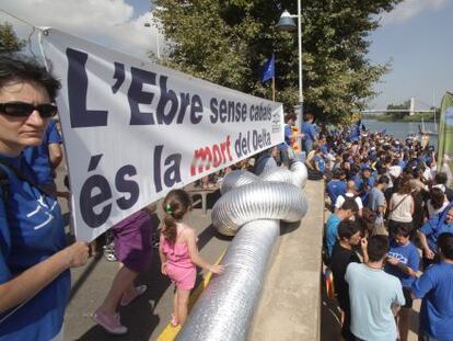 Protesta en 2013 por el plan hidrológico del Ebro. 