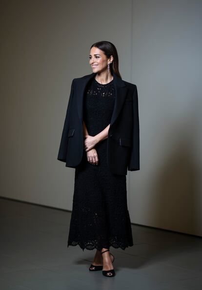 La actriz Paula Echevarría, tras el desfile de Pedro del Hierro celebrado el primer día de la 75º edición de Mercedes-Benz Fashion Week Madrid, el 10 de marzo de 2022.