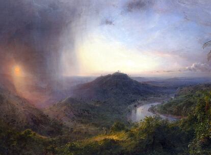 Paisaje tropical pintado por el estadounidense Frederic Edwin Church.