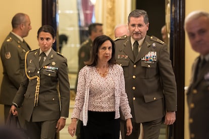La ministra de Defensa, Margarita Robles, el martes en el cuartel general del Ejército de Tierra.