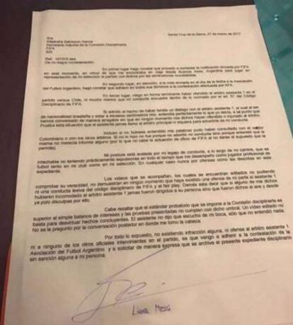 La carta de Messi.