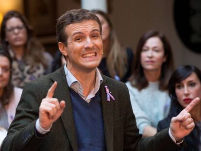 El presidente del Partido Popular,Pablo Casado, durante su intervención en Úbeda. 