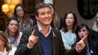 El presidente del Partido Popular,Pablo Casado, durante su intervención en Úbeda. 