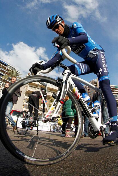 Contador, en la salida de la Challenge de Mallorca.