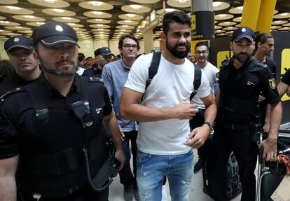 Diego Costa a su llegada a Madrid el pasado viernes.