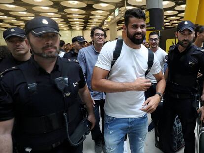 Diego Costa a su llegada a Madrid el pasado viernes.