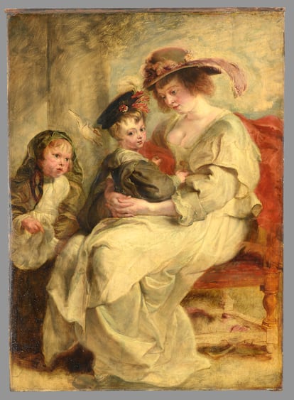 'Hélène Fourment, con sus hijos Clara-Johanna y Frans Pedro Pablo Rubens' (hacia 1636), de Rubens.