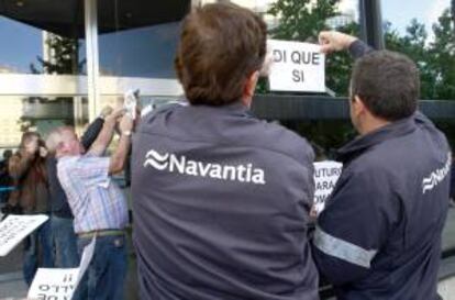 Trabajadores de Navantia, en Ferrol (A Coruña). EFE/Archivo