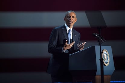 Barack Obama pronuncia su discurso.