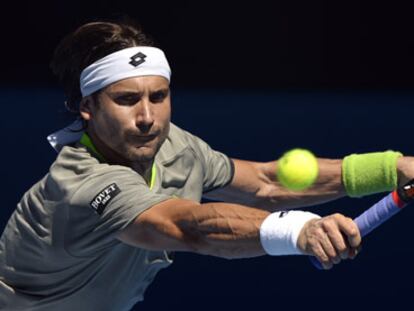 Ferrer, durante el partido contra Berdych en el Abierto de Australia.