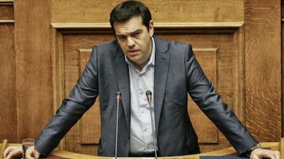 Tsipras, durant una sessió parlamentària a Atenes.