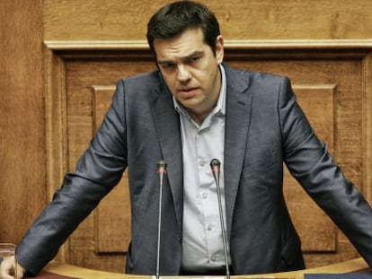 Tsipras, durant una sessió parlamentària a Atenes.