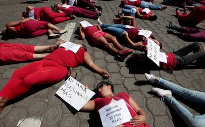 Protesta en Managua contra los asesinatos de mujeres en Nicaragua.