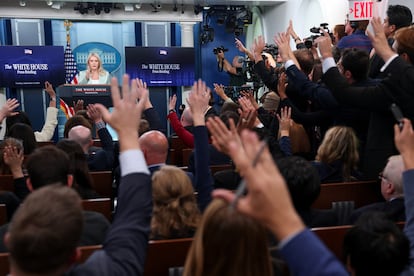 La portavoz de la Casa Blanca, Karoline Leavitt, atendía este martes a la prensa.