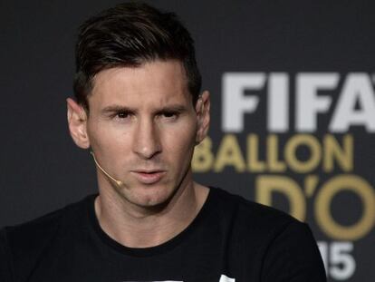 Messi, en la rueda de prensa previa a la ceremonia. 