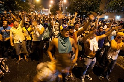 Opposition supporters hold a demonstration in Caracas on Monday night to demand a full recount of Sunday&#039;s presidential vote.