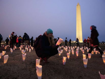 Concentração na capital dos Estados Unidos contra o veto migratório.