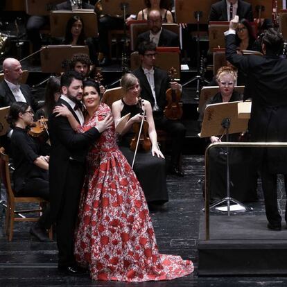 Yusif Eyvazov y Anna Netrebko, en el Teatro Real el viernes.