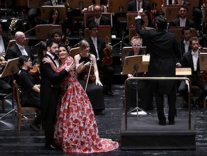 Yusif Eyvazov y Anna Netrebko, en el Teatro Real el viernes.