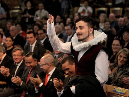 Un actor interpreta a Miguel de Cervantes en la inauguraci&oacute;n del Cervantino.