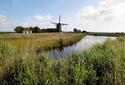 Paisaje de Frisia, al norte de Holanda