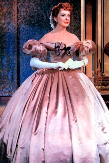 Deborah Kerr con traje de Irene Sharraff en El rey y yo. 