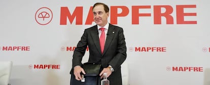 Antonio Huertas, presidente de Mapfre, durante la presentación de los resultados de 2021.