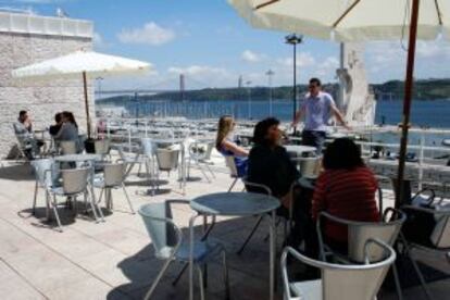 Terraza de la cafetería del Centro Cultural de Belém, en Lisboa.