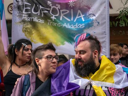 Manifestación de la Plataforma Trans el 27 de octubre de 2022 en Madrid.