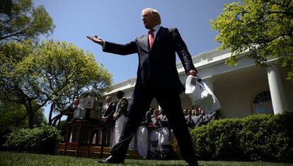 Trump, en los jardines de la Casa Blanca.