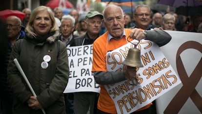 Manifestación en favor de las pensiones el sábado en Barcelona.