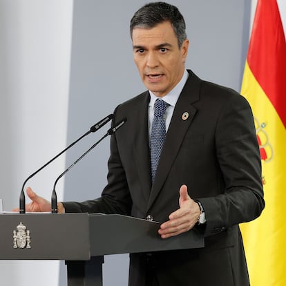 MADRID, 28/01/2025.- El presidente del Gobierno, Pedro Snchez, ofrece una rueda de prensa al trmino de la reunin del Consejo de Ministros, este martes en Madrid. EFE/J.P. Gandul
