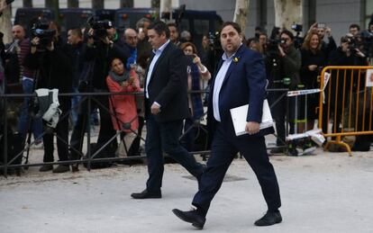 Oriol Junqueras a su llegada a la Audiencia Nacional.