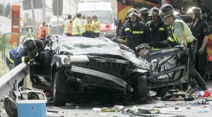 Accidente en la M-40, ocurrido en agosto de 2007, en el que murieron tres personas.