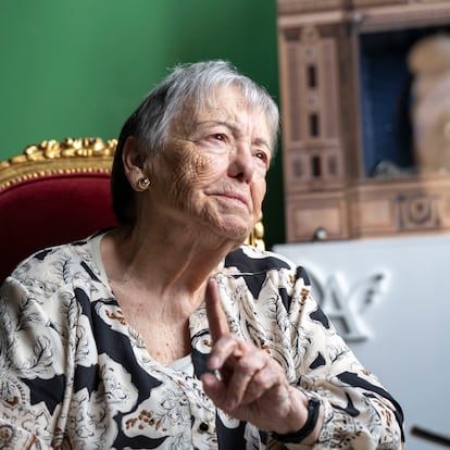 MADRID, 04/06/2024.- La actriz María Galiana durante la presentación de la obra 'La reina de la belleza de Leenane', dirigida por Juan Echanove, este martes en el Teatro Infanta Isabel de Madrid. EFE/ Fernando Villar