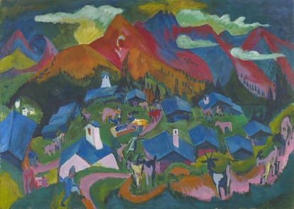 Regreso de los animales, Stafelalp (1919), óleo de Ernst Ludwig Kirchner.