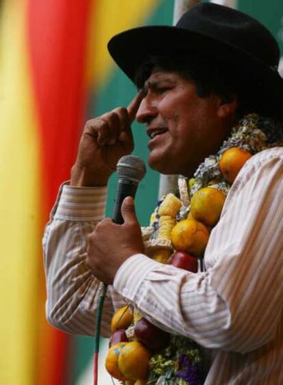 Evo Morales, ayer en un mitin ante sus seguidores.