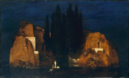 Die toteninsel (L’illa dels morts), del pintor suís Arnold Böcklin, representa un illot petri, amb forma de cassola oberta en un extrem.